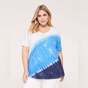 Lane Bryant 14/16 Perfect Sleeve v-neck tee blue